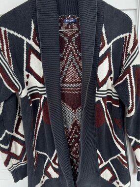 Tildon Geometric Knit Open Front Shawl Collar Cardigan Small